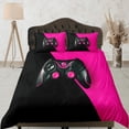 thumbnail image 1 of Funda Nórdica Negra y Rosa Gamer, Juego de Cama de Regalo para Chica Videojugadora, 1 of 4