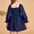 thumbnail image 6 of Auroural Girls Long Sleeve Dresses Kids Girls Summer Cute Solid Color Long Sleeve A Line Dress Pleated And Ruffle Sleeve, 6 of 6