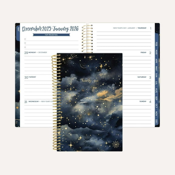 bloom daily planners 2026 Pocket Planner, 4" x 6", Mini Weekly & Monthly Agenda Organizer & Calendar Book, Midnight Sky
