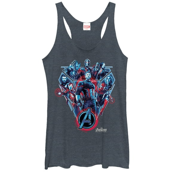 Women's Marvel Avengers: Infinity War Armor  Racerback Tank Top Navy Blue Heather Small