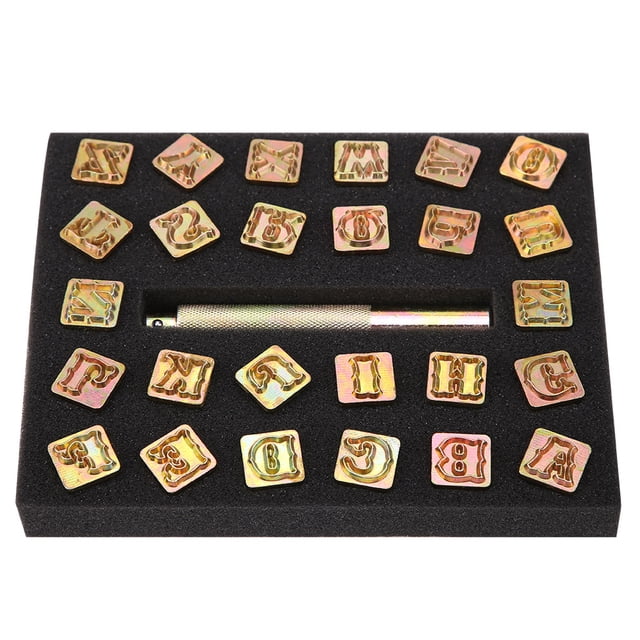 Juego de punzones de metal de 13 mm con diseño vintage, alfabeto, 26 letras, herramienta para troqueles y manualidades.