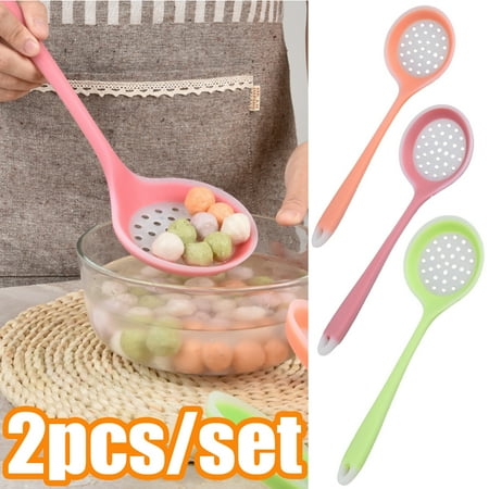 

Vnanda 2 Packs Slotted Spoon Heatproof Skimmer Strainer Slotted Spoon Seamless One-Piece Non-Stick Cooking Silicone Scoop Ladle with Ergonomic Handle for filter Vegetable Pasta