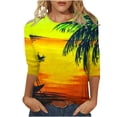 thumbnail image 1 of Birdeem T-Shirt Imprimé Mode pour Femmes Manches 3/4 Mi-Longueur Blouse Col Rond Hauts Décontractés, 1 of 1