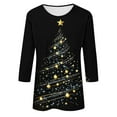 thumbnail image 4 of 3/4 Sleeve Tees for Women Xmas Novelty Clothing Merry Christmas Pullover Printed Tops Christmas Tree Clothes Reindeer Shirts Shining Stars Outfits Vintage Pullovers, 4 of 5