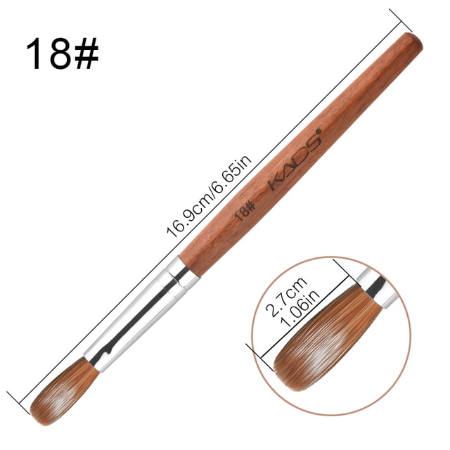 KADS-cepillo de uñas acrílico prensado Kolinsky Sable UV, cepillo de extensión de Gel para decoración de uñas, cepillo de manicura plano redondo, cepillo de uñas de madera roja