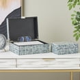 thumbnail image 2 of DecMode Geometric Handmade Mosaic Storage Blue Mother of Pearl Shell Decorative Box with Cream Underlay, 2 Count, 2 of 9