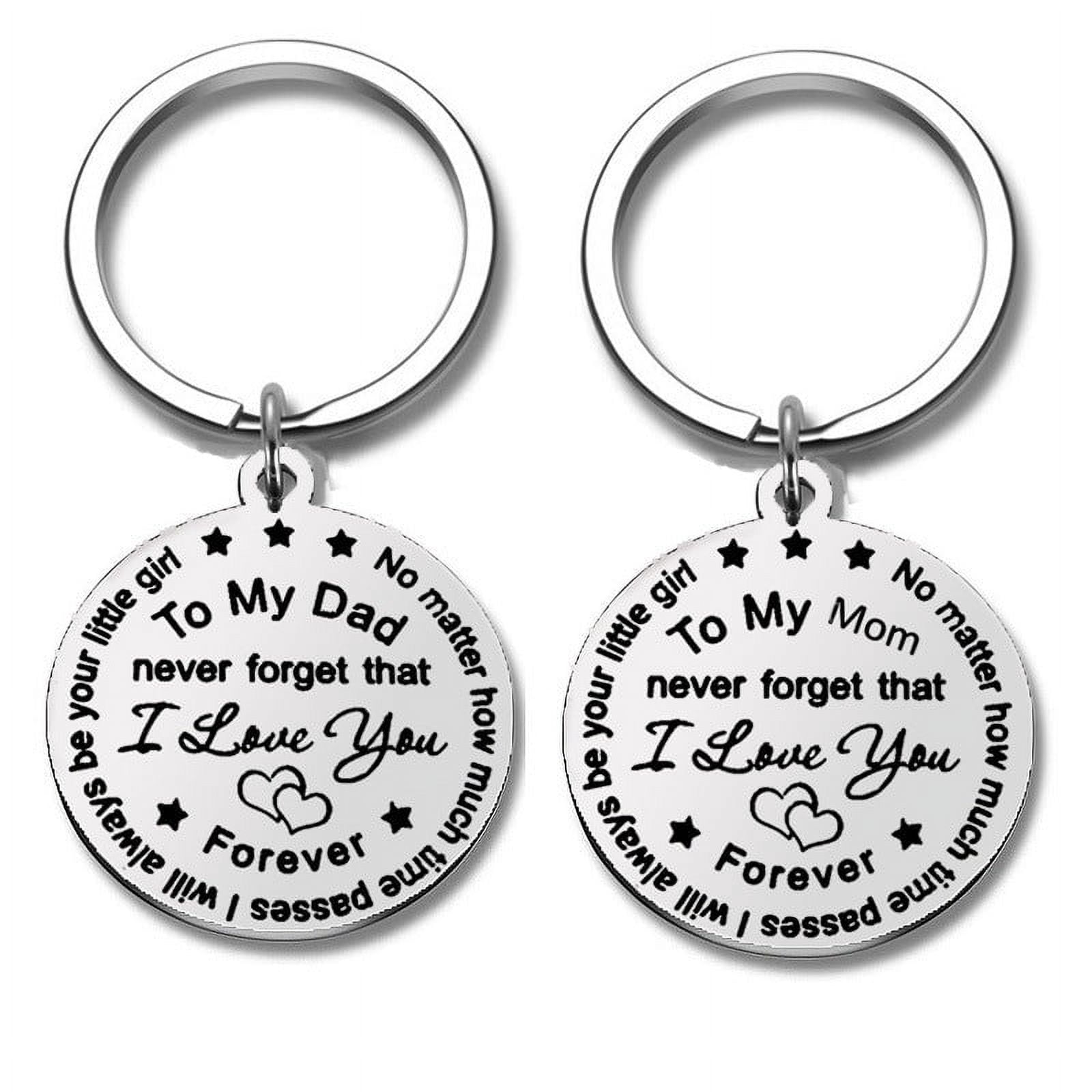 Personalized Engraved Keychain Polished Steel Key Ring Custom Laser Engraving Keepsake Present for Parents Day Gift