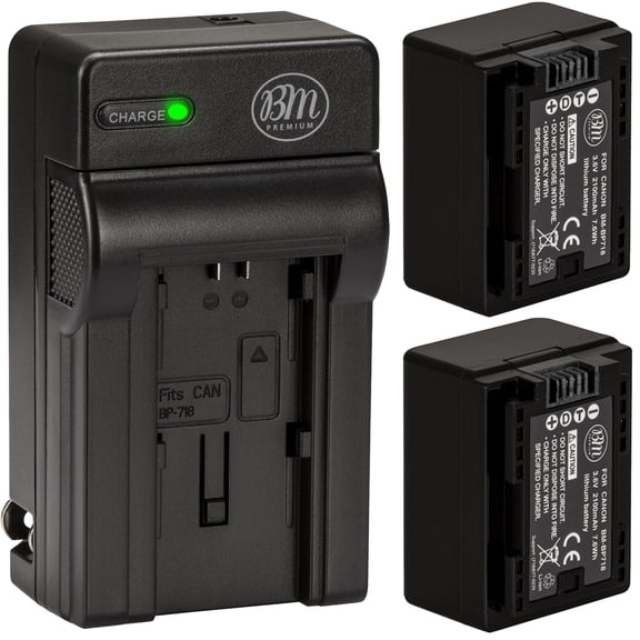 BM Premium 2 BP-718 Batteries and Charger for Canon Vixia HFR50 HFR52 HFR500 HFR60 HFR62 HFR600 HFR70 HFR72 HFR700 HFR80 HFR82 HFR800 Camcorders