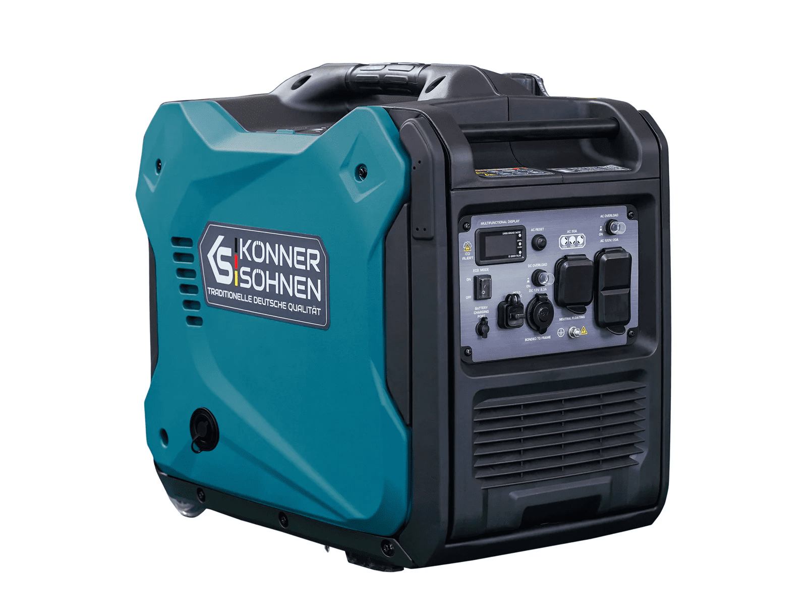 Konner & Sohnen Inverter Generator 5500W, LPG & Gasoline 120/240V CO Sensor, Fuel-Efficient Technology Electric Start LED USB 12V Eco Mode