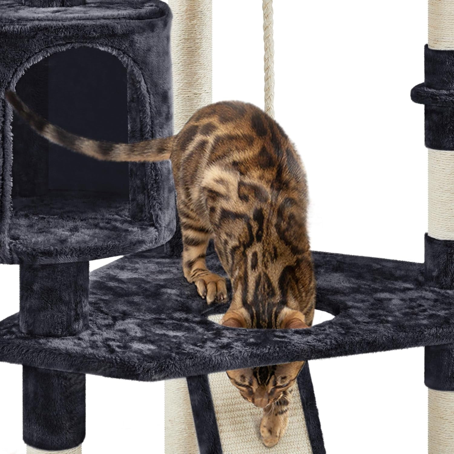 Libra  79 in Cat Tree Tower, Multilevel Cat Trees Plush Covered Cat Tower with 2 Extra Large Condos, Comfy Basket, Sisal Scratching Posts