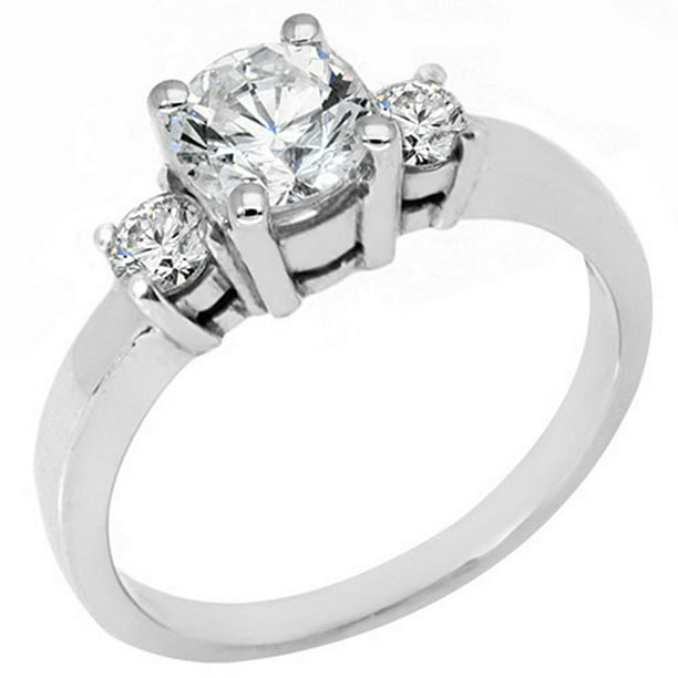 TheJewelryMaster 14k White Gold 1 Carat Brilliant Round Past Present