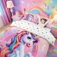 thumbnail image 3 of meiyoeat Colorful Magical Unicorn Twin Duvet Cover For Kids,Cute Animals Twin Bedding For Girls,Colorful Stars Reversible,2pcs(No Comforter), 3 of 6
