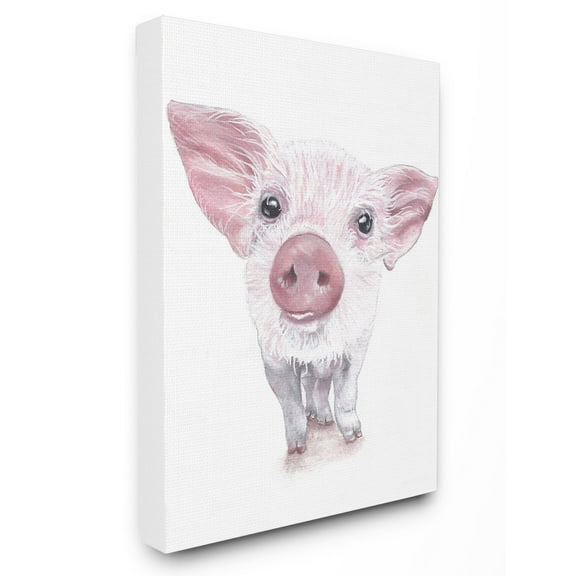 The Stupell Home Decor Collection Cute Baby Piglet Up Close Illustration Wall Art