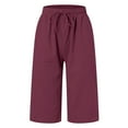 thumbnail image 5 of Women's Solid Color Elastic Waist Casual Capris Pants - Gold Velvet Material, High Waist, Large Pockets, Machine Washable, Fit for Spring/Autumn/Winter, 5 of 5