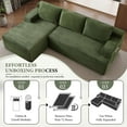 thumbnail image 6 of 96" L-Shaped Sectional Sofa, Oversized Modular Corduroy Couch with Chaise Lounge & 2 Throw Pillows, No Assembly Convertible Corner Sofa for Living Room Apartment,Green, 6 of 9