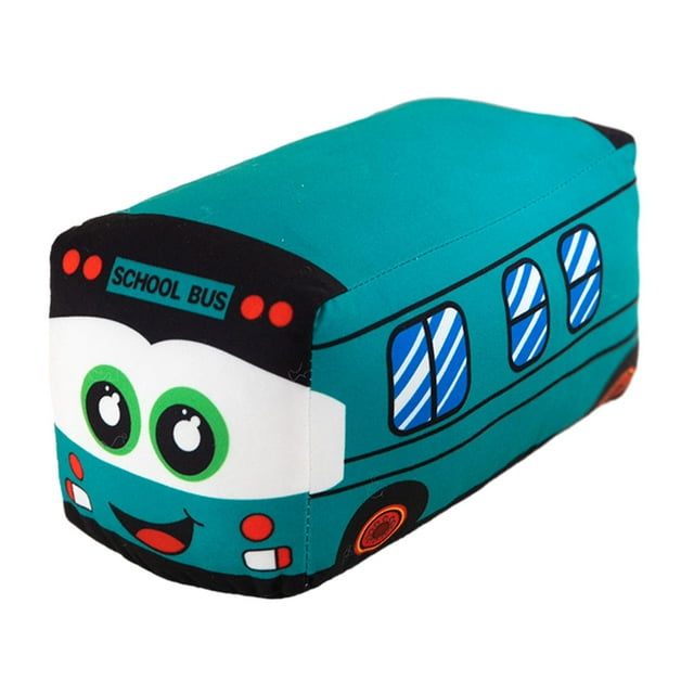 Autobús escolar de peluche suave para niños y niñas, regalo para decoración, accesorios para fotos, compañeros para la hora de dormir. verde 20cm
