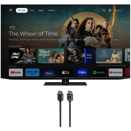 SHARP 4T-C65FV1U 65 Inch AQUOS XLED 4K Ultra HD Mini LED Google TV with an Austere 3S-4KHD2-2.5M III Series 4K HDMI 2.5m Cable (2024)