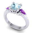 thumbnail image 2 of 2.50 Carat Stunning Round Shape Aquamarine & Amethyst Gemstone Three Stone Wedding Ring for Women Solid 18K White Gold Size 11.5 by Diamond-Capitals, 2 of 8