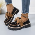 thumbnail image 4 of Rokment Bow Platform Oxfords Dress Penny Loafers Shoes for Women 2026 Fashion Casual Leather Bowknot Chunky Mid Heels Slip on Mary Jane Sneakers Spring Fall Khaki Size 8, 4 of 7