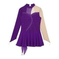 thumbnail image 5 of YONGHS Kids Girls Figure Ice Skating Dress Sequined Mesh Dance Leotard Purple 14, 5 of 7