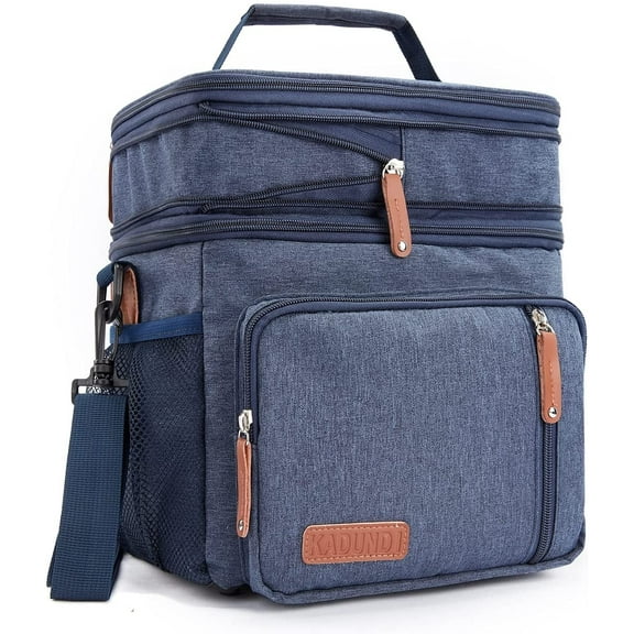 COUTUDI Expandable Insulated Lunch Bag, Waterproof Cooler Bag for Men with Shoulder Strap for Picnic Blue