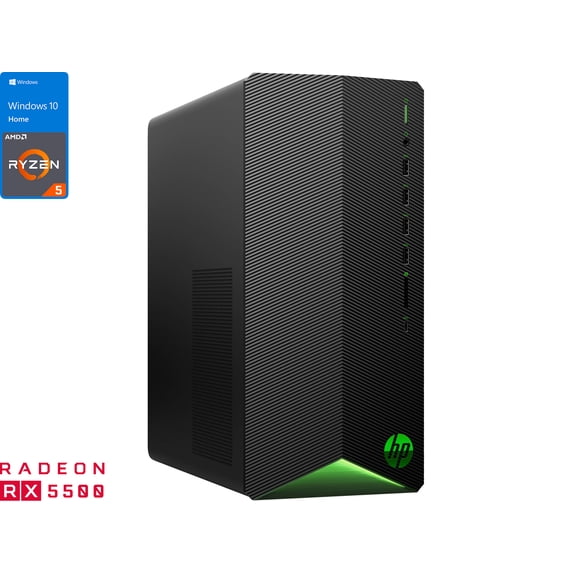 HP Pavilion TG01 Gaming Desktop, AMD Ryzen 5 5600G Upto 4.4GHz, 16GB RAM, 512GB NVMe SSD, AMD Radeon RX 5500, HDMI, VGA, Card Reader, Wi-Fi, Bluetooth, Windows 10 Home