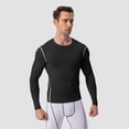 thumbnail image 4 of Men's Compression Shirt Long Sleeve, Athletic Workout T-Shirt & Active Sport Top, Muscle Support Baselayer for Running, Gym, Fitness Training & Cold Weather Black L, 4 of 9