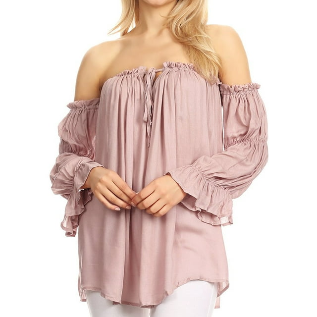 Haut à Épaules Dénudées Renaissance pour Femmes Costume Blouse Bohème Paysanne