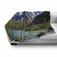 thumbnail image 3 of Landscape Soft Flannel Fleece Throw Blanket, Snowy Mountaintop Bustling River Pine Trees Rocks Grass Clouds Shrubs, Cozy Plush for Indoor and Outdoor Use, 50" x 60", White Green Grey, by Ambesonne, 3 of 6