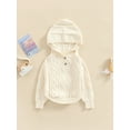 thumbnail image 3 of Franhais Kid Girl's Sweater Hood Sweater, Solid Twist Jacquard Long-Sleeved Button Cloak Knitwear, 3 of 9