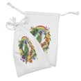 thumbnail image 2 of Parrot Fabric Pouch Set of 2, Animal Lorikeet in Rainbow Circle Palm Trees Tropical Plants Flowers Art Print, Small Drawstring Bag for Toiletries Masks and Favors, 9" x 6", Multicolor, by Ambesonne, 2 of 2