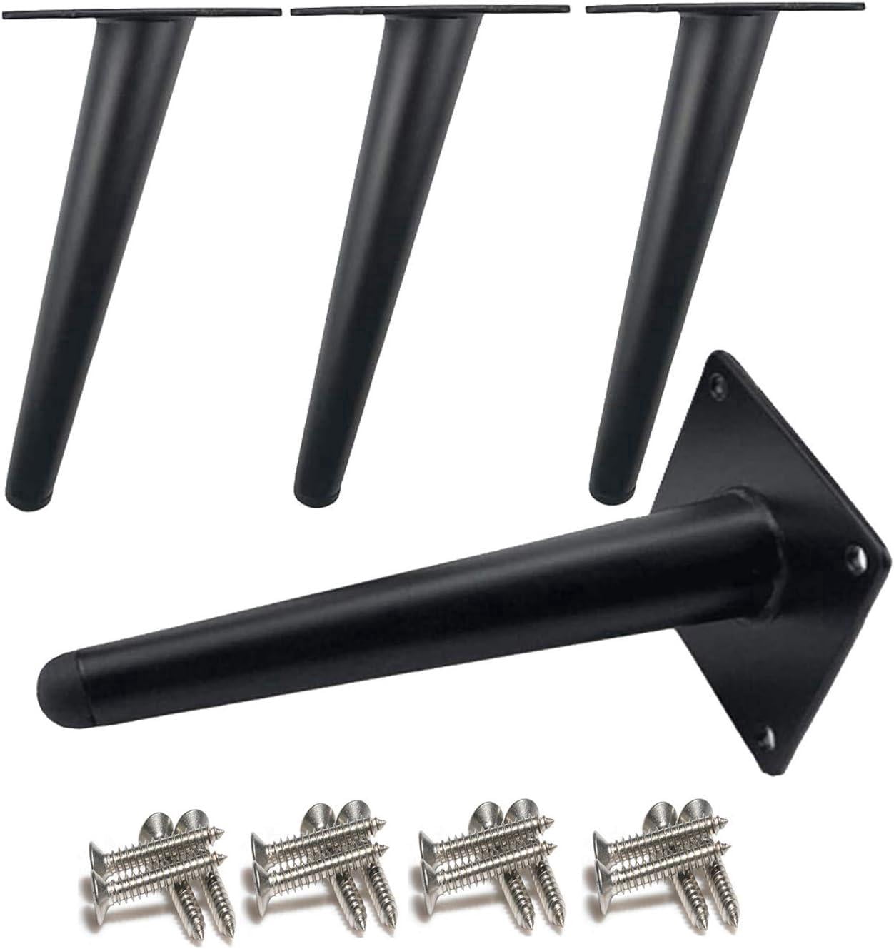 ALXEH Patas De Muebles De 8 Pulgadas, Patas Negras Para Mesa De Café, Patas De Muebles De Metal De Mediados De Siglo Para Sofá, Gabinete, Otomana, Juego De 4 Pies De