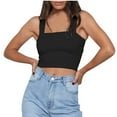 thumbnail image 1 of AherBiu Crop Tops for Women Square Neck Sleeveless Solid Color Stretchy Slim Fitting Comfy Going out Tanks Tops, 1 of 6