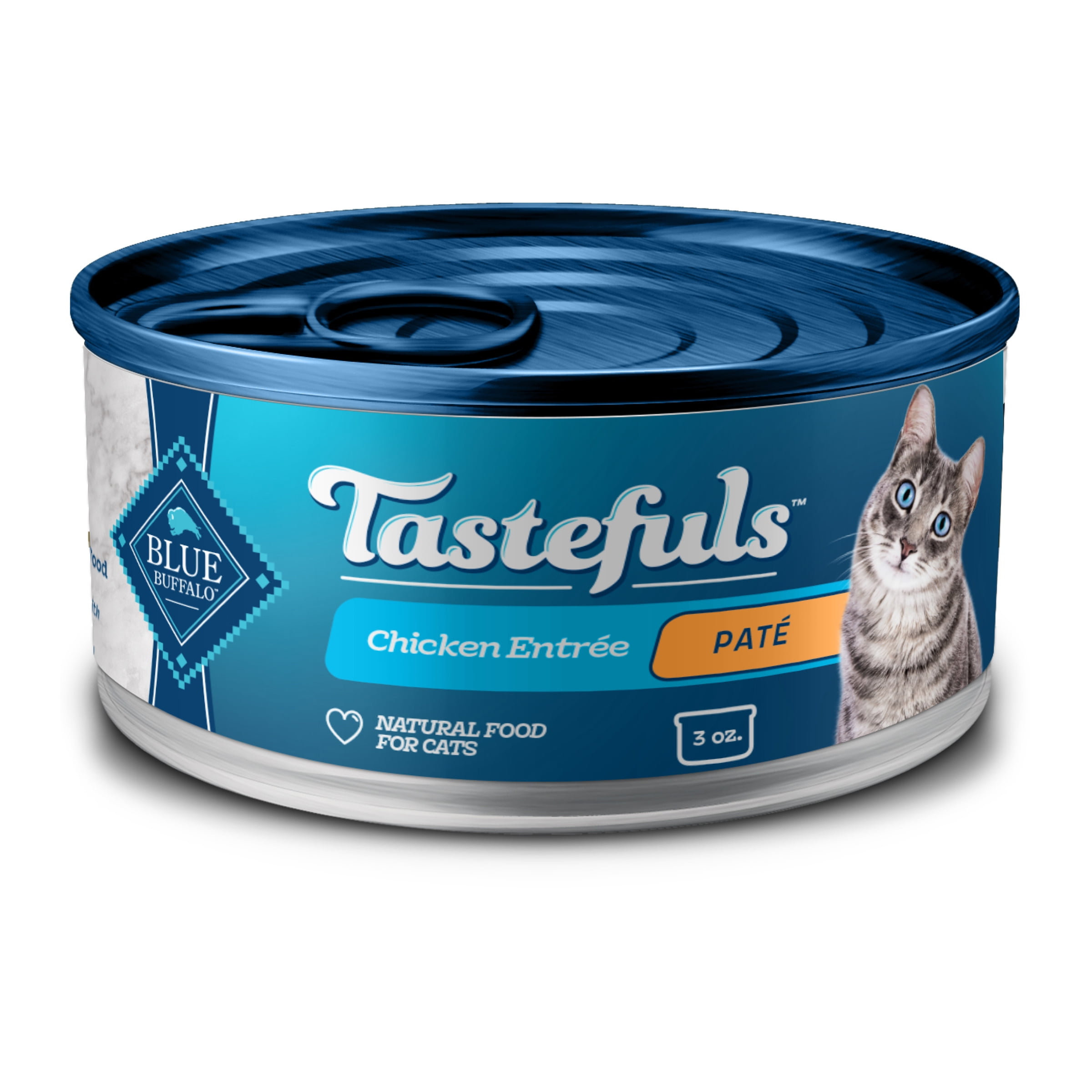 (24 pack) Blue Buffalo Tastefuls Natural Wet Cat Food, Adult, Chicken Paté, 3-oz. Can