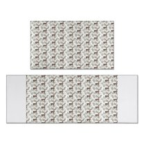 Brown Christmas Deer Pattern Kitchen Rugs Sets Of 2,Anti Fatigue Kitchen Mat Rugs Non Slip Washable,Decorative Kitchen Floor Mats for Kitchen,Sink,Laundry,17"x30" 17"x47"