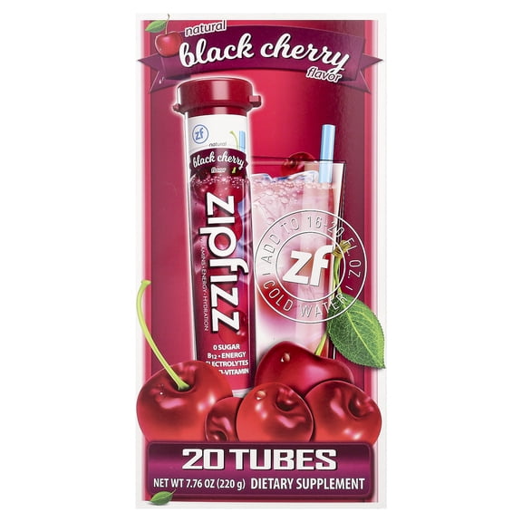 Zipfizz Energy Drink Mix, Black Cherry, 20 Tubes, 0.39 oz (11 g) Each