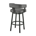 thumbnail image 2 of Armen Living Lorin30" Bar Height Swivel Bar Stool in Black Finish and Gray Faux Leather, 2 of 12
