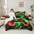 thumbnail image 4 of Castle Fairy Video Game 3-Piece Full Size Comforter Sets for Teens Women Men,Abstract Orange Lightning Bedding Comforter Set,Gradient Gamer Lightweight Bedding Sets,Super Cozy Room Decor, 4 of 8