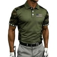 thumbnail image 3 of Men's USA 250th Anniversary Polo Tshirt, Patriotic American Flag Graphic Tee, Golf Polos with Dynamic Stripe Patterns and Breathable Mesh Fabric Army Green L, 3 of 7