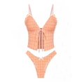 thumbnail image 1 of Set Tankini a la perfección a cuadros vichy con decoración de lazo naranja para mujer, 1 of 4