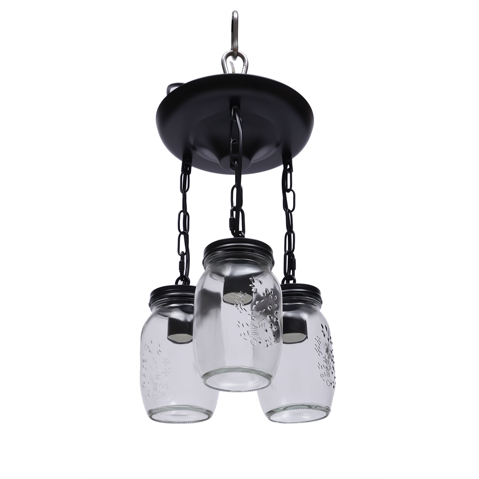 Loyalheartdy 3 Lights Glass Mason Jar Pendant Light Kitchen Island Hanging Lamp Farmhouse Ceiling Lamp Fixtures Rustic Chandelier