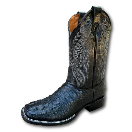 

GadwallAR Men s Exotic Pattern Western Cowboy Slip-On Square Toe Boots in Leather-Alex Series in Caiman & Python Styling Black Tail 7.5