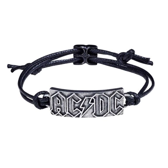 Men's AC/DC Lightning Logo Wristband One Size Silver