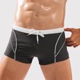 thumbnail image 4 of Wyobmus Men Swimwear Boxer Beach Shorts Quick Dry Square Leg Swim Briefs Breathable Swimsuit Stretch Swimming Trunks C-Dark Gray, 4 of 7
