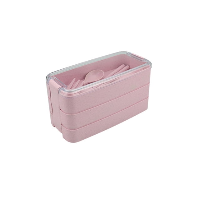 Inteprter Caja Bento de 3 capas, organizador multicolor, contenedor de alimentos extraíble, caja de almacenamiento, niños, estudiantes, personal, Utensilios de cocina Rosado Inteprter HA065904-03