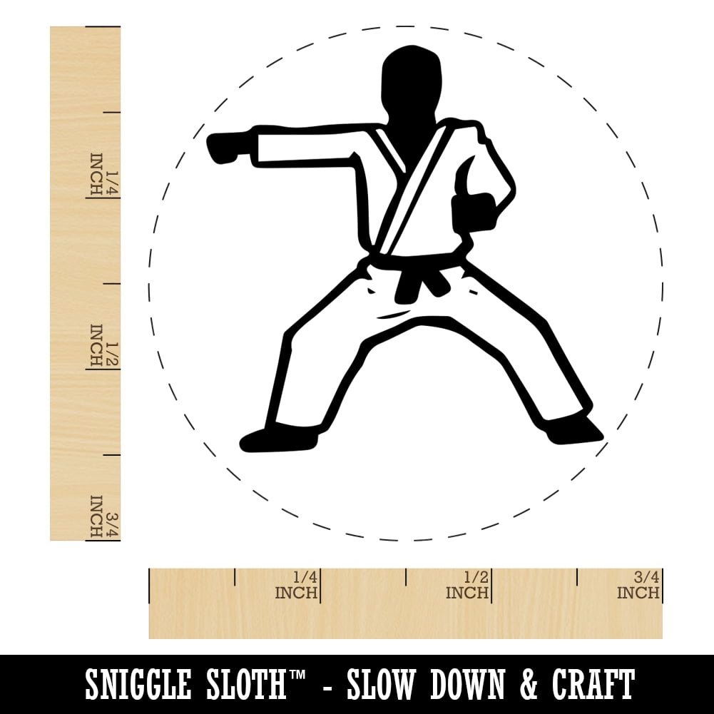Kung Fu Martial Arts Rider Stance Karate Gi Self-Inking Rubber Stamp Ink Stamper - Brown Ink - Small 3/4 Inch