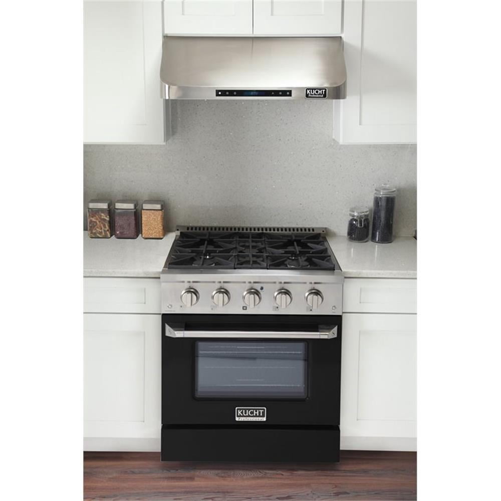 Pemberly Row 30" Stainless Steel Natural Gas Range in Black and Silver