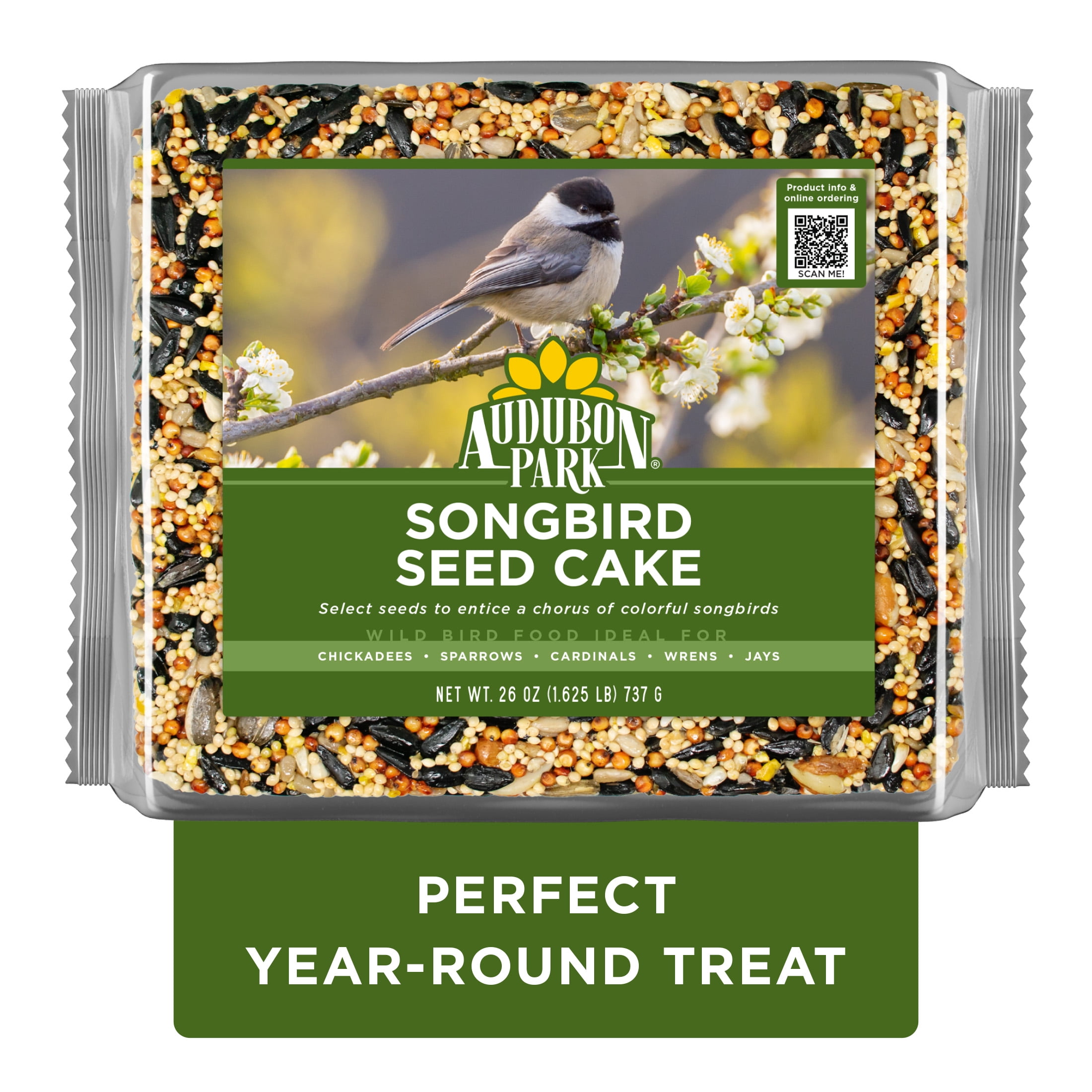 Audubon Park Songbird Seed Cake Wild Bird Food, Premium Pressed Bird Seed Mix, 26 oz.