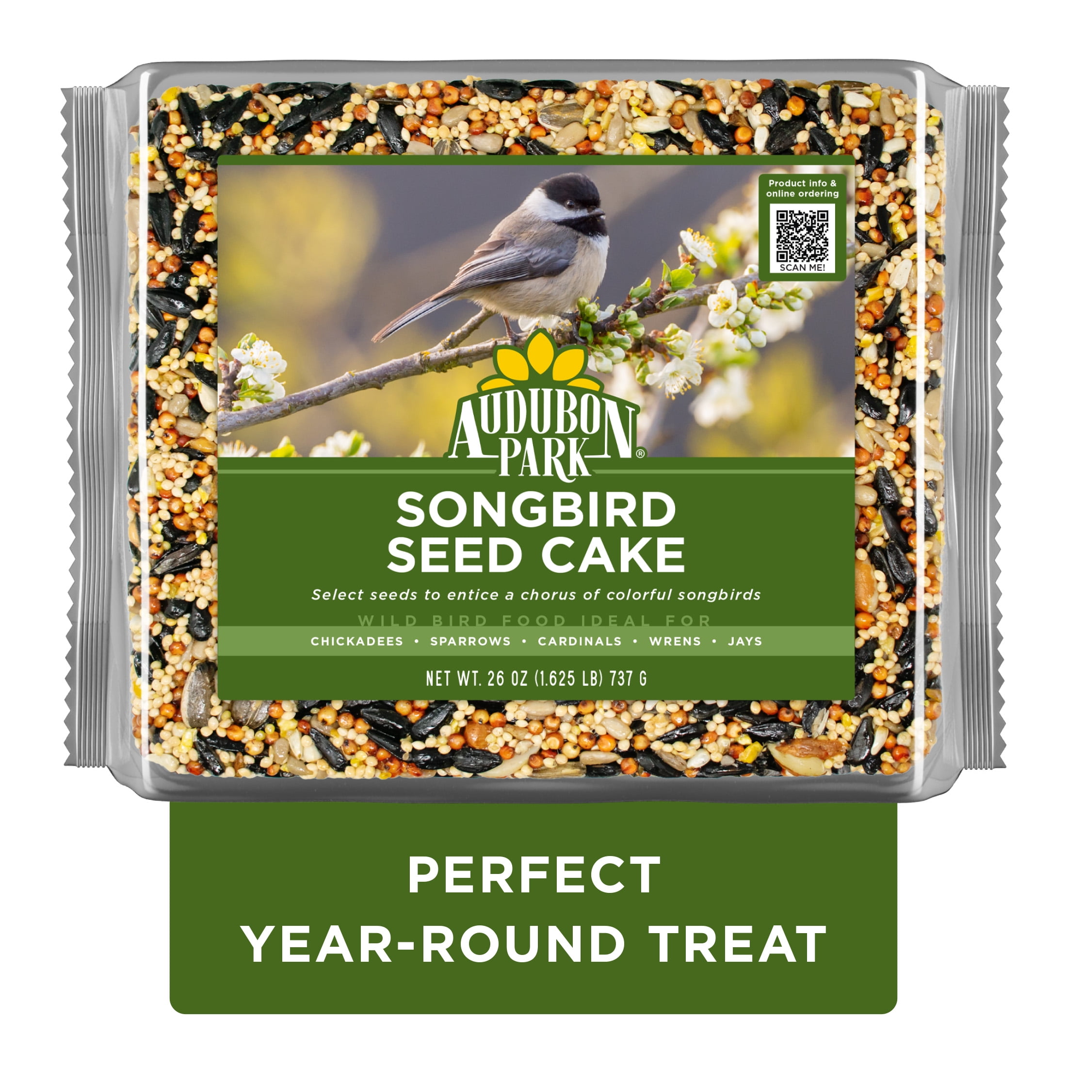(2 pack) Audubon Park Songbird Seed Cake Wild Bird Food, Premium Pressed Bird Seed Mix, 26 oz., 1 Count per pack