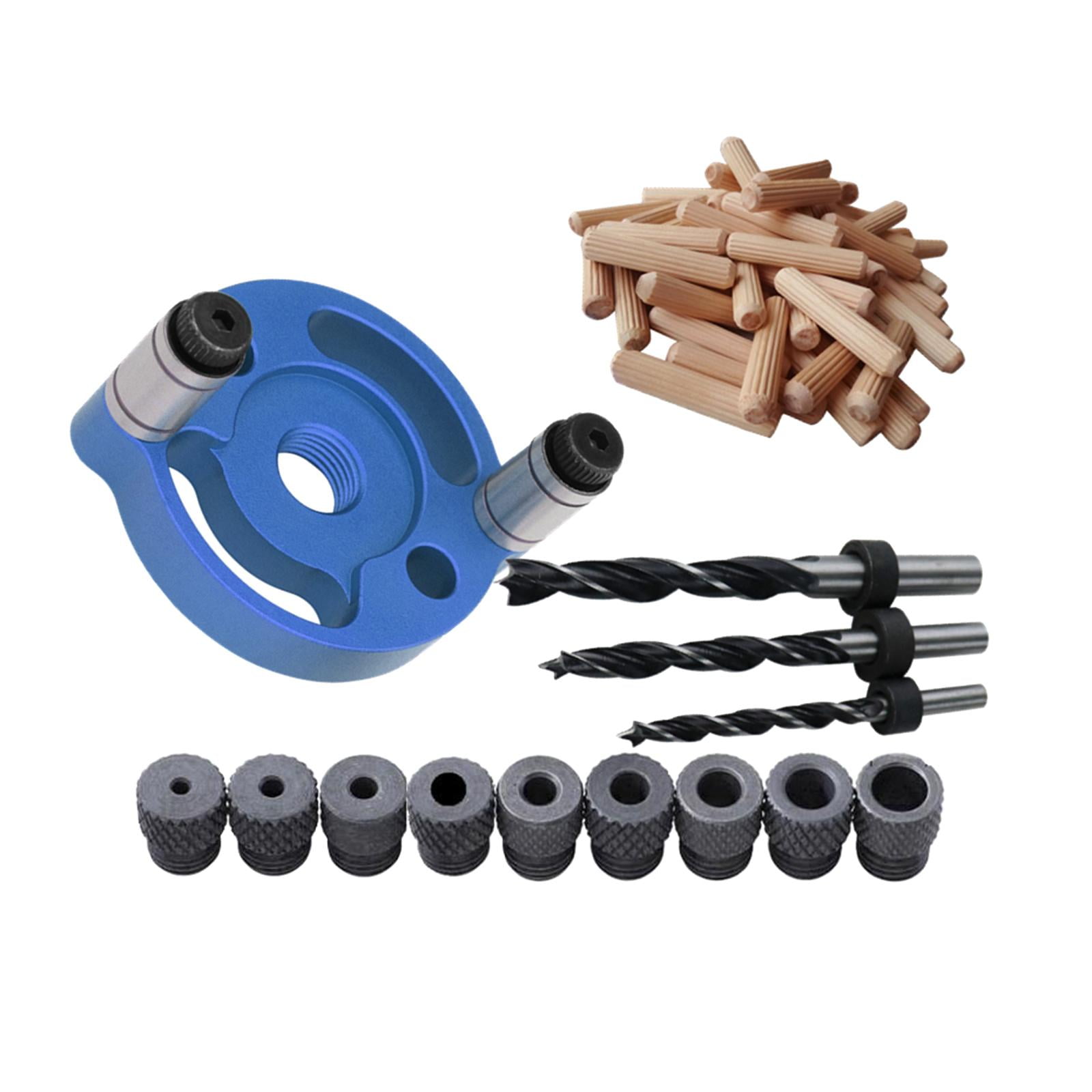 Nishiyuenyi Dowel Drill Guide Kit 3 Hole Guide Jig Easily Carry and Use Perforating Anodized Blue